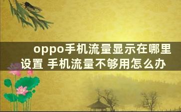 oppo手机流量显示在哪里设置 手机流量不够用怎么办